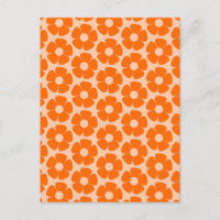 Sinaasappel en Peach Retro 60s Floral Pattern