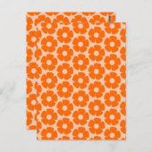 Sinaasappel en Peach Retro 60s Floral Pattern Briefkaart (Voorkant / Achterkant)