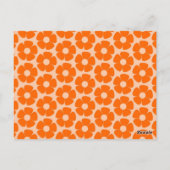 Sinaasappel en Peach Retro 60s Floral Pattern Briefkaart (Achterkant)