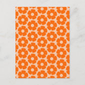 Sinaasappel en Peach Retro 60s Floral Pattern Briefkaart (Voorkant)