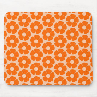 Sinaasappel en Peach Retro 60s Floral Pattern Muismat