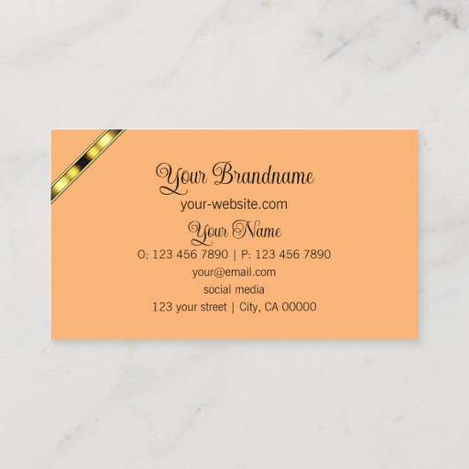 Sinaasappel en perzik modern met Monogram gouden s Visitekaartje (Achterkant)