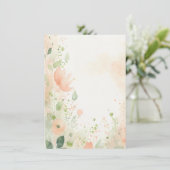 Sinaasappel en perzik waterverf bloemenblanco brui kaart (Staand voorkant)