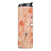 Sinaasappel en perzikkleurige bloemen en vlinders thermosbeker (Gedraaid links)