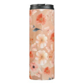 Sinaasappel en perzikkleurige bloemen en vlinders thermosbeker (Achterkant)