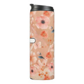 Sinaasappel en perzikkleurige bloemen en vlinders thermosbeker (Geroteerd rechts)