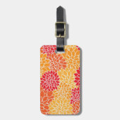 Sinaasappel en rode bloemen bagagelabel (Voorkant verticaal)