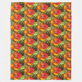 Sinaasappel en rode bloementuin fleece deken (Voorkant)