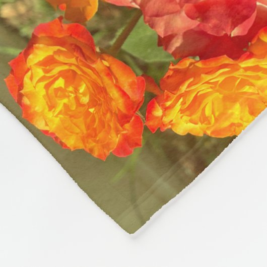 Sinaasappel en rode bloementuin fleece deken (Hoek)