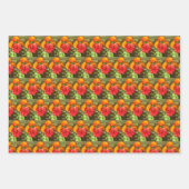 Sinaasappel en rode bloementuin inpakpapier vel (Voorkant 3)