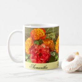 Sinaasappel en rode bloementuin koffiemok