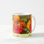 Sinaasappel en rode bloementuin koffiemok (Voorkant rechts)