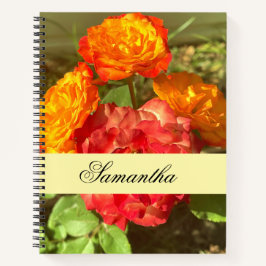 Sinaasappel en rode bloementuin notitieboek