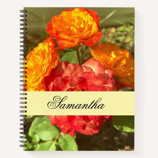 Sinaasappel en rode bloementuin notitieboek (Voorkant)