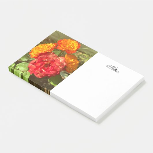 Sinaasappel en rode bloementuin post-it® notes (Schuin)