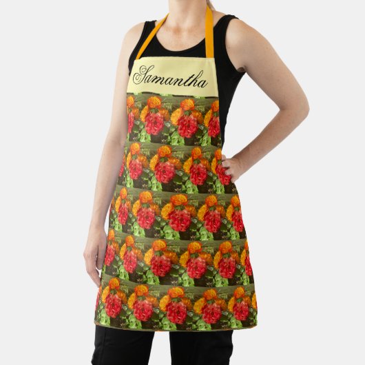 Sinaasappel en rode bloementuin schort (Insitu)
