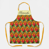 Sinaasappel en rode bloementuin schort (Voorkant)