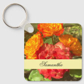Sinaasappel en rode bloementuin sleutelhanger (Voorkant)