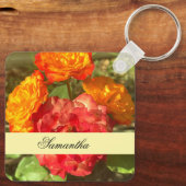 Sinaasappel en rode bloementuin sleutelhanger (Achterkant)