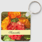 Sinaasappel en rode bloementuin sleutelhanger (Achterkant)