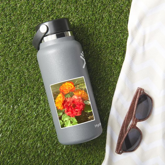 Sinaasappel en rode bloementuin sticker (HydroFlask Insitu)