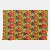 Sinaasappel en rode bloementuin theedoek (Horizontaal)