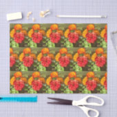 Sinaasappel en rode bloementuin tissuepapier (Craft)