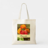 Sinaasappel en rode bloementuin tote bag (Achterkant)