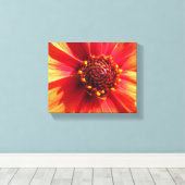 Sinaasappel en Rode Dahlia Canvas Afdruk (Insitu (Houten vloer))
