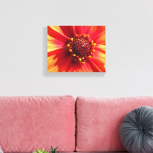 Sinaasappel en Rode Dahlia Canvas Afdruk (Insitu (Woonkamer))