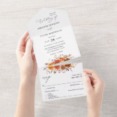 Sinaasappel en rode Herfst All In One Uitnodiging (Afscheurbaar)