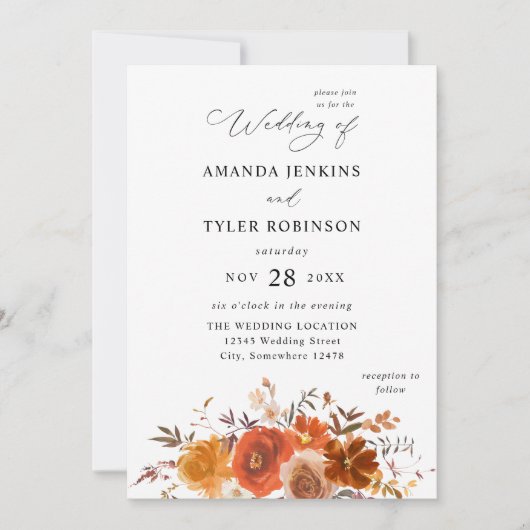 Sinaasappel en rode Herfst Kaart (Voorkant)