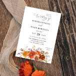 Sinaasappel en rode Herfst Kaart<br><div class="desc">Haal je gasten in de enthousiasme voor je bruiloft met je Rode en Oranje Herfst Floral Wedding Invitations.</div>