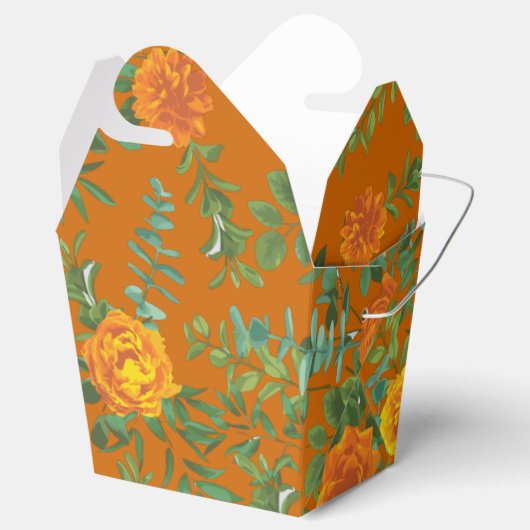 Sinaasappel en roest Herfst Peony en Roos Floral W Bedankdoosjes (Geopend)