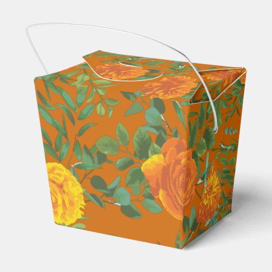 Sinaasappel en roest Herfst Peony en Roos Floral W Bedankdoosjes (Achterkant)