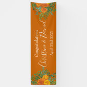 Sinaasappel en roest Herfst Peony en Roos Floral W Spandoek (Verticaal)