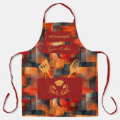 Sinaasappel en rood Abstract Schort - Vet Monochro (Voorkant)