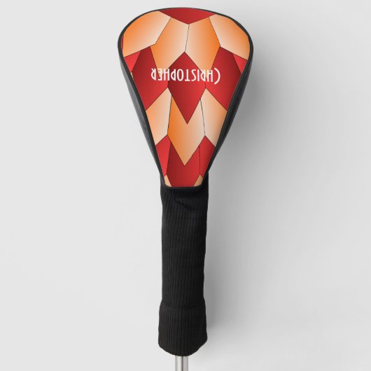 Sinaasappel en rood art deco design golfheadcover (Voorkant)