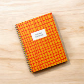 Sinaasappel en Rood Check Pattern Notitieboek Stat