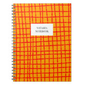 Sinaasappel en Rood Check Pattern Notitieboek Stat (Voorkant)