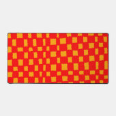 Sinaasappel en rood geruit schaakbordpatroon vet bureaumat (Voorkant)