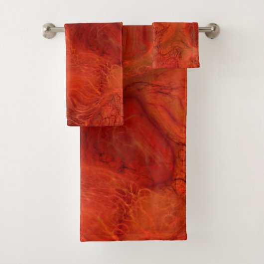 sinaasappel en rood Marmer abstract Bad Handdoek (Insitu)