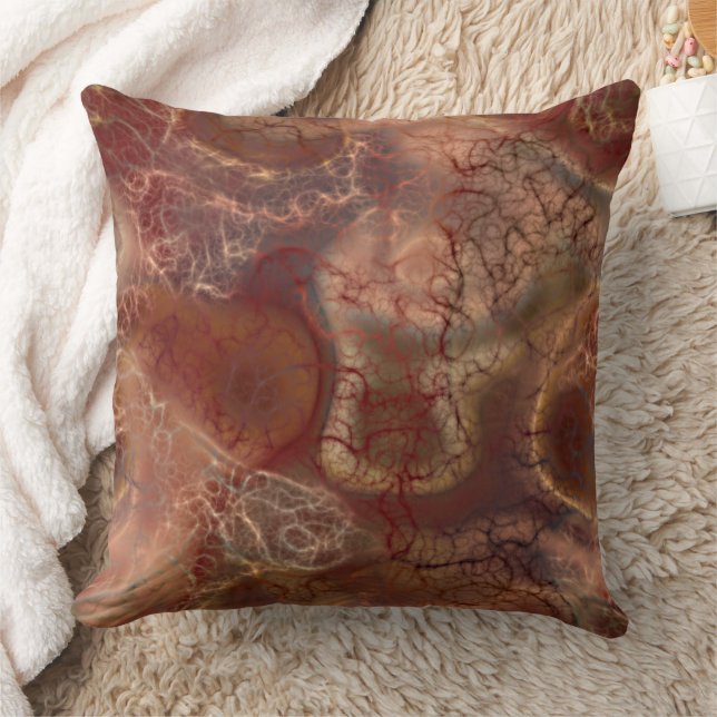 sinaasappel en rood Marmer abstract Kussen (Deken)