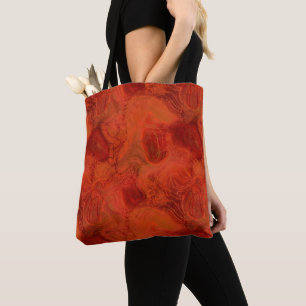 sinaasappel en rood marmer Abstract Tote Bag