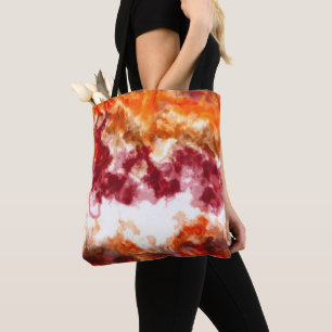 Sinaasappel en rood marmer tote bag
