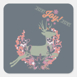 Sinaasappel en Roos Deer Joy Holiday Stickers
