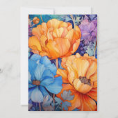 Sinaasappel en Royal Blue Floral bruiloft Kaart (Achterkant)