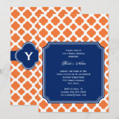 Sinaasappel en Royal Blue Quatrefoil Vrijgezellenf Kaart (Voorkant / Achterkant)