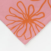 Sinaasappel en Roze Abstract Bloemen Botanische In Fleece Deken (Hoek)