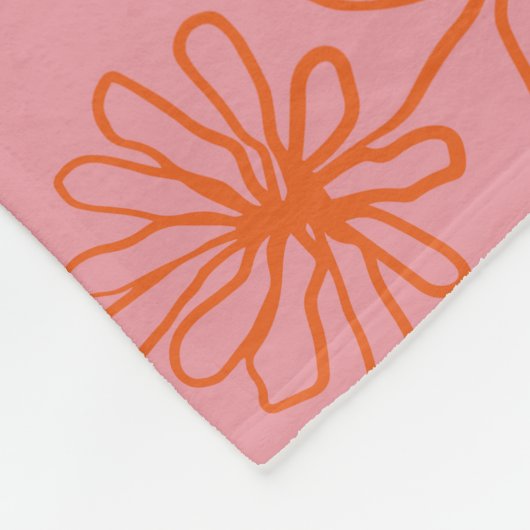 Sinaasappel en Roze Abstract Bloemen Botanische In Fleece Deken (Hoek)